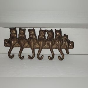 Rustic Cast Metal Cats Wall.hook Key Holder